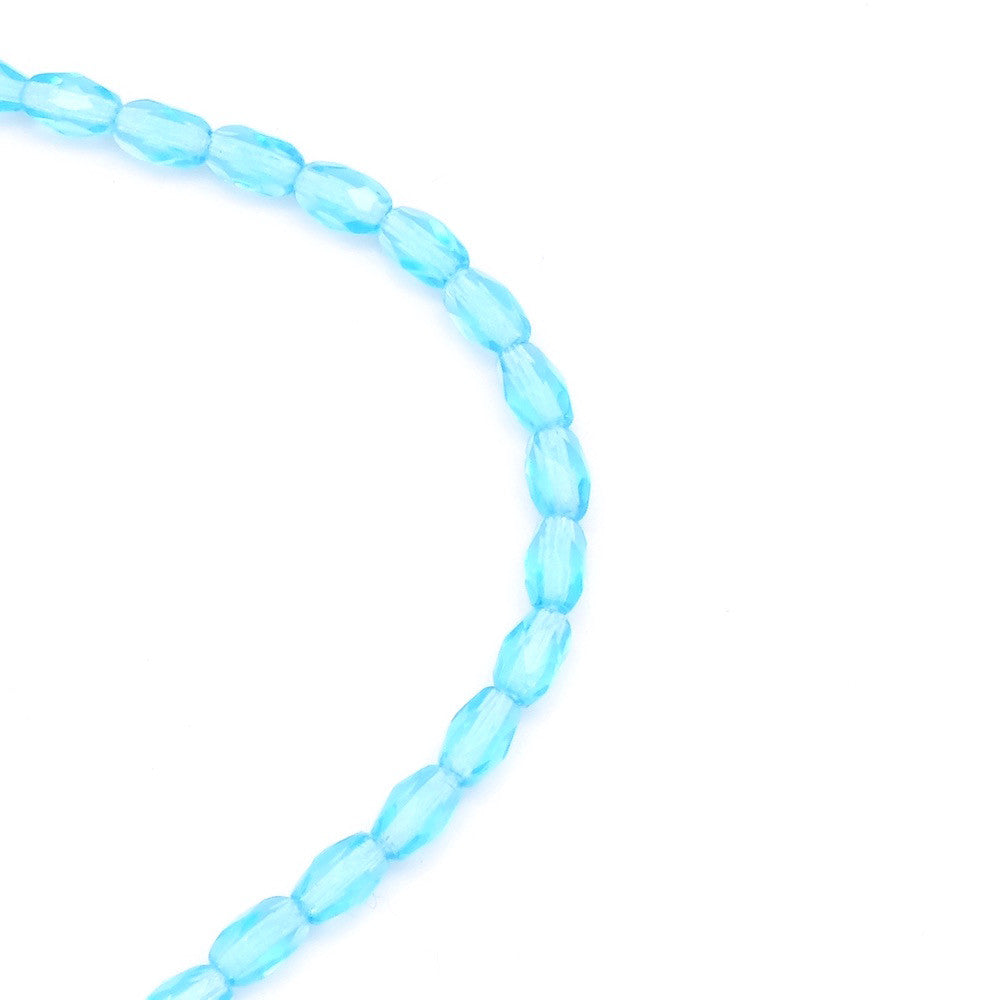 Fil de 20 véritables perles de Bohème en verre ovales facettées bleu clair