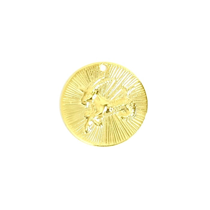 2 pendentifs signe astrologique Capricorne en laiton Doré à l'or fin 24K