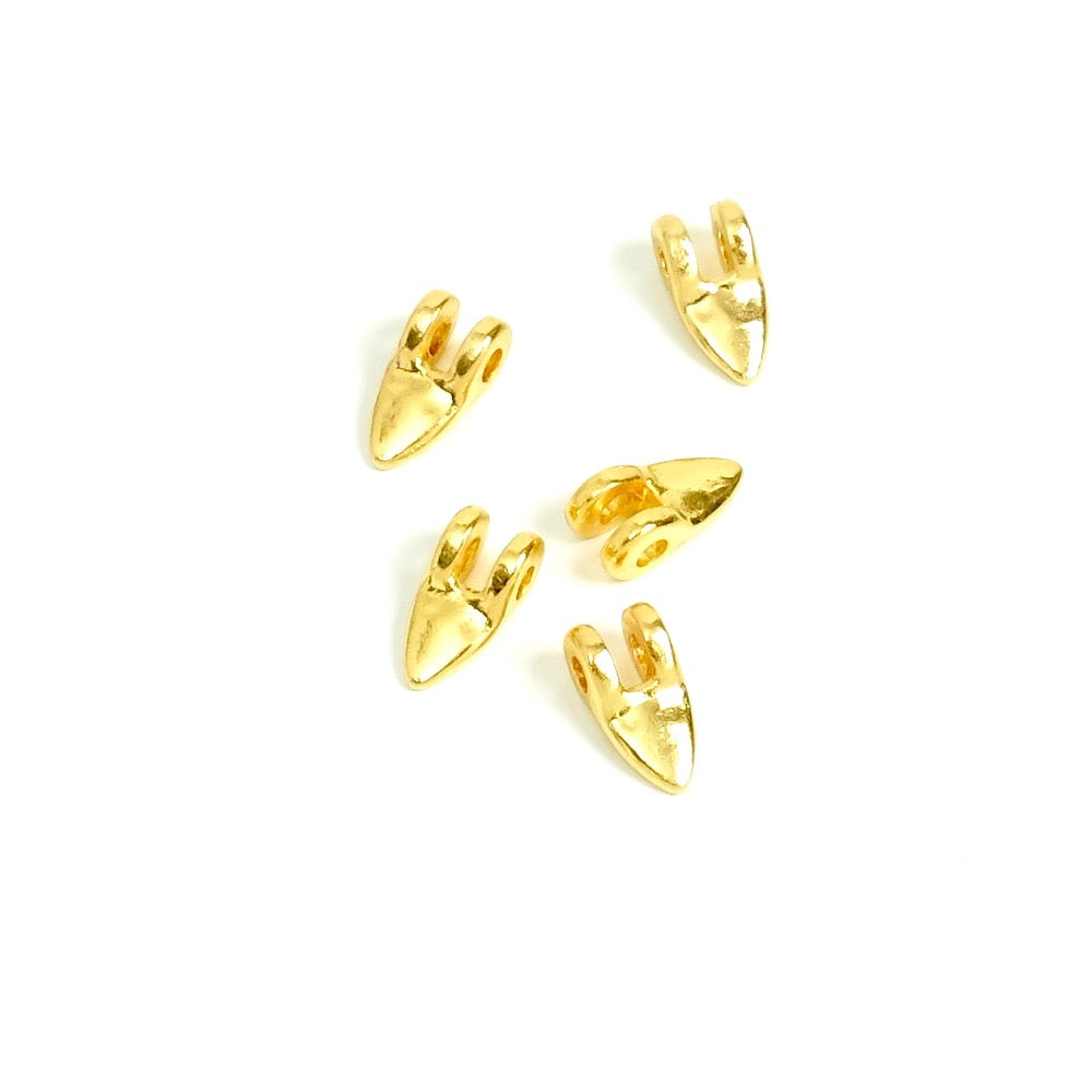 5 perles pics triangles en Zamak doré à l&#39;or fin 24K