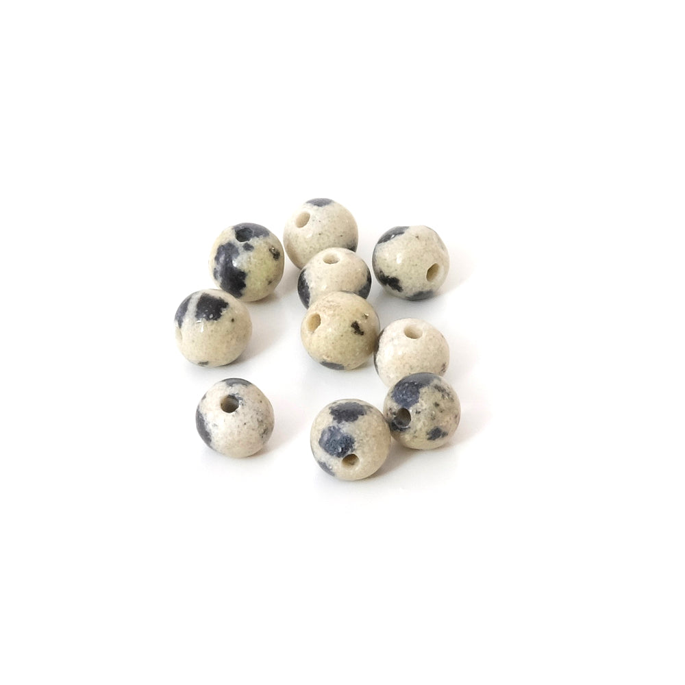 10 perles rondes 4mm naturelles de Jaspe Dalmatien