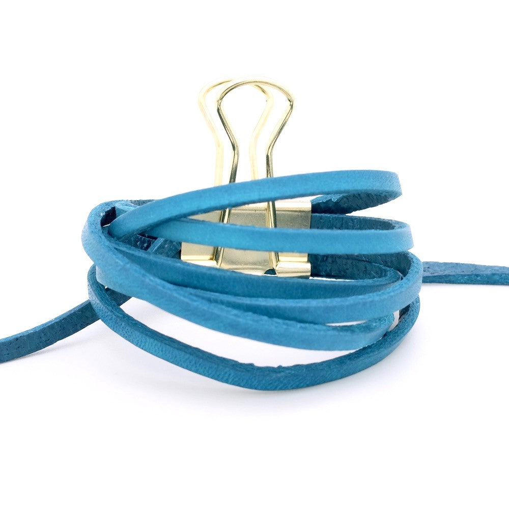 50cm de Lanière de cuir plat 3mm Turquoise Qualité prémium