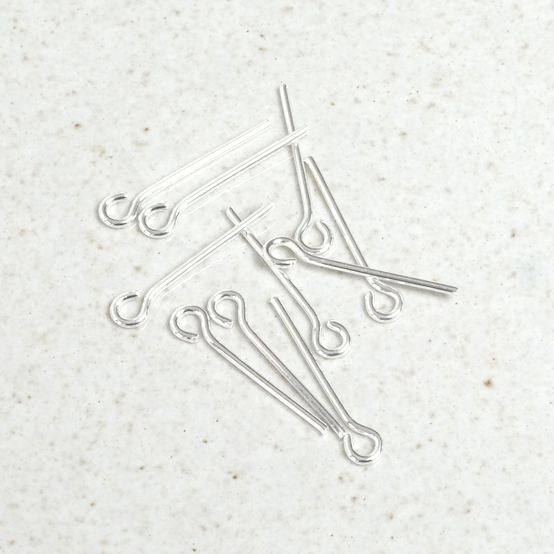 10 Clous à oeil 15mm en Argent 925