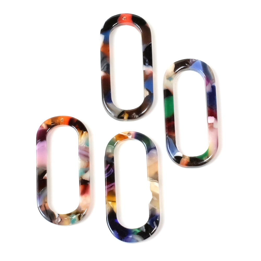 2 pendentifs Anneaux ovales en acétate Colorfull