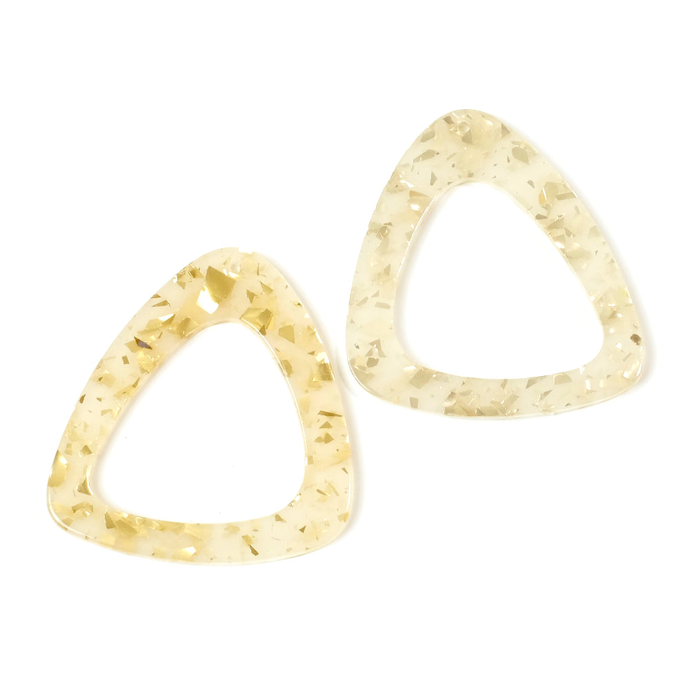 2 pendentifs Anneaux Triangles en acétate inclusions dorées