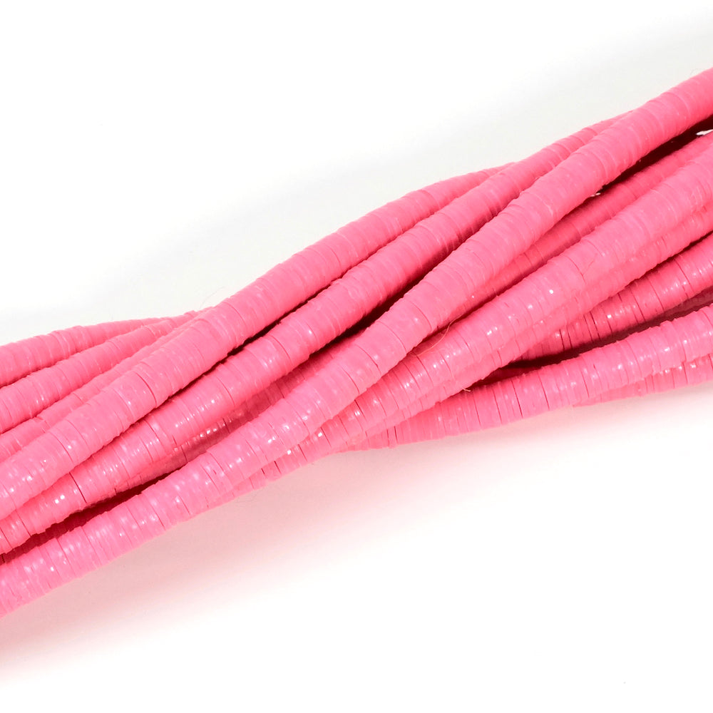 Véritables Perles Heishi 4mm de vinyle Vulcanite africain Corail Rose