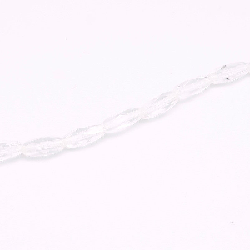 Fil de 11 perles de Bohème en verre olives à facettes 11mm transparent