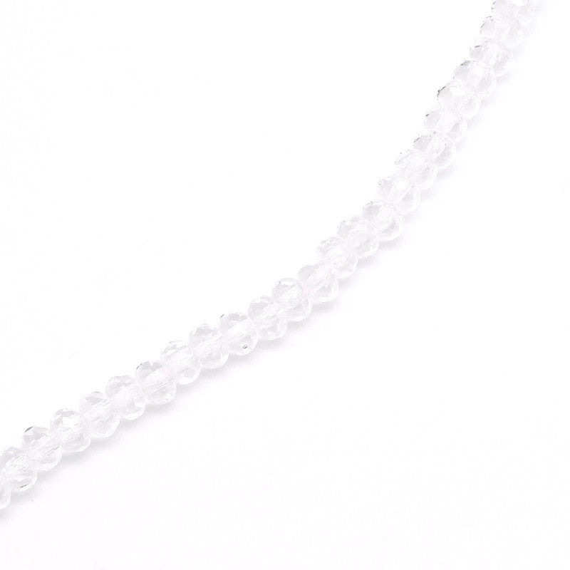 Fil de 35 perles de Bohème en verre à facettes 3x5mm transparent