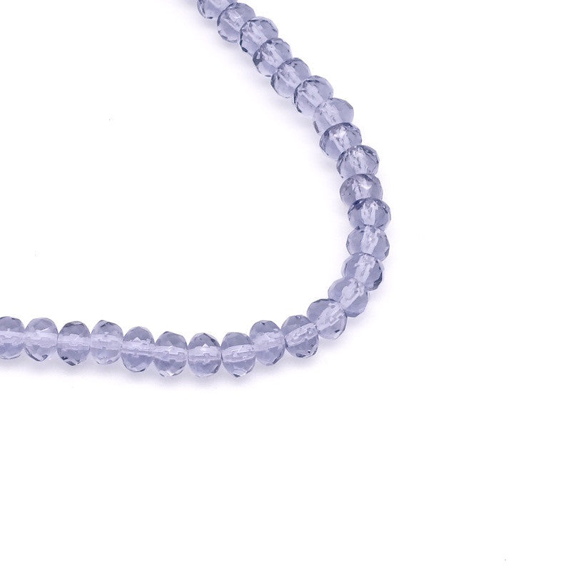 Fil de 35 perles de Bohème en verre à facettes 3x5mm violet