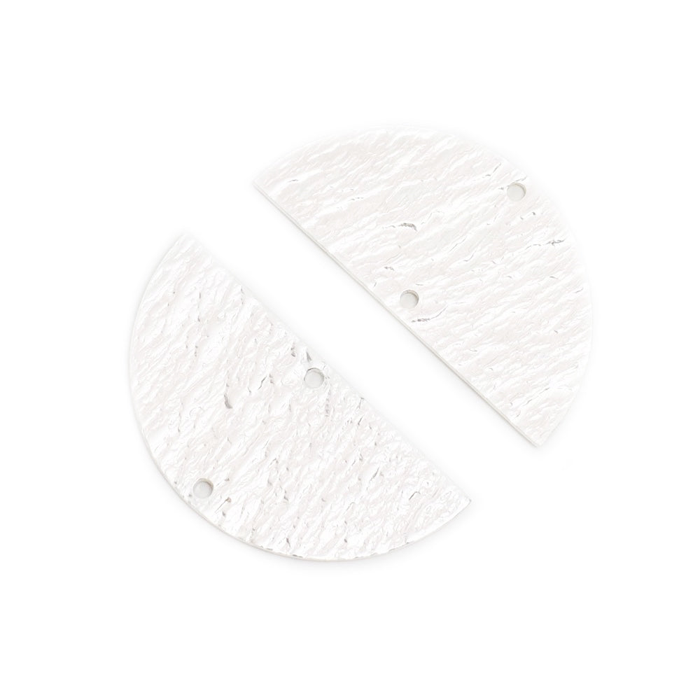 2 Connecteurs Demi cercle 30mm en laiton argenté 925 Premium