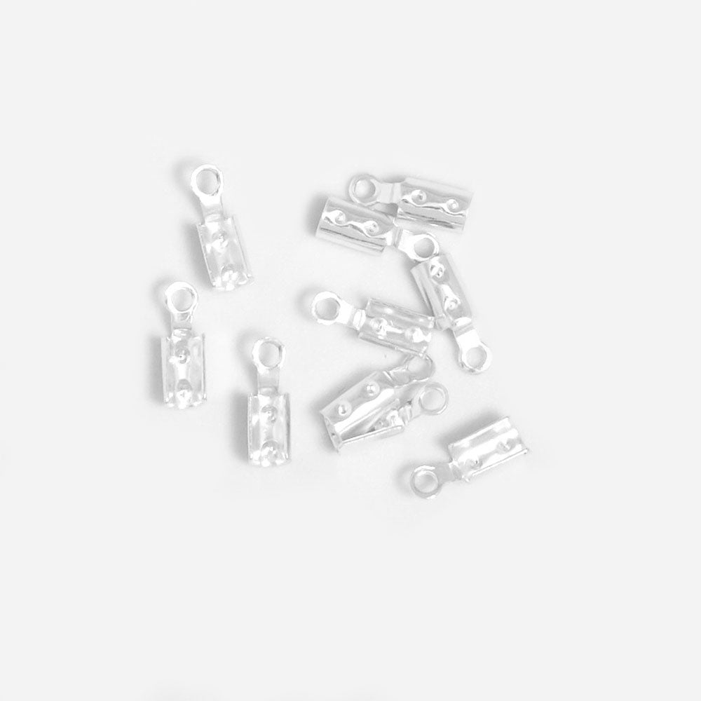 10 embouts de cordon 2mm en laiton argenté 925 Premium