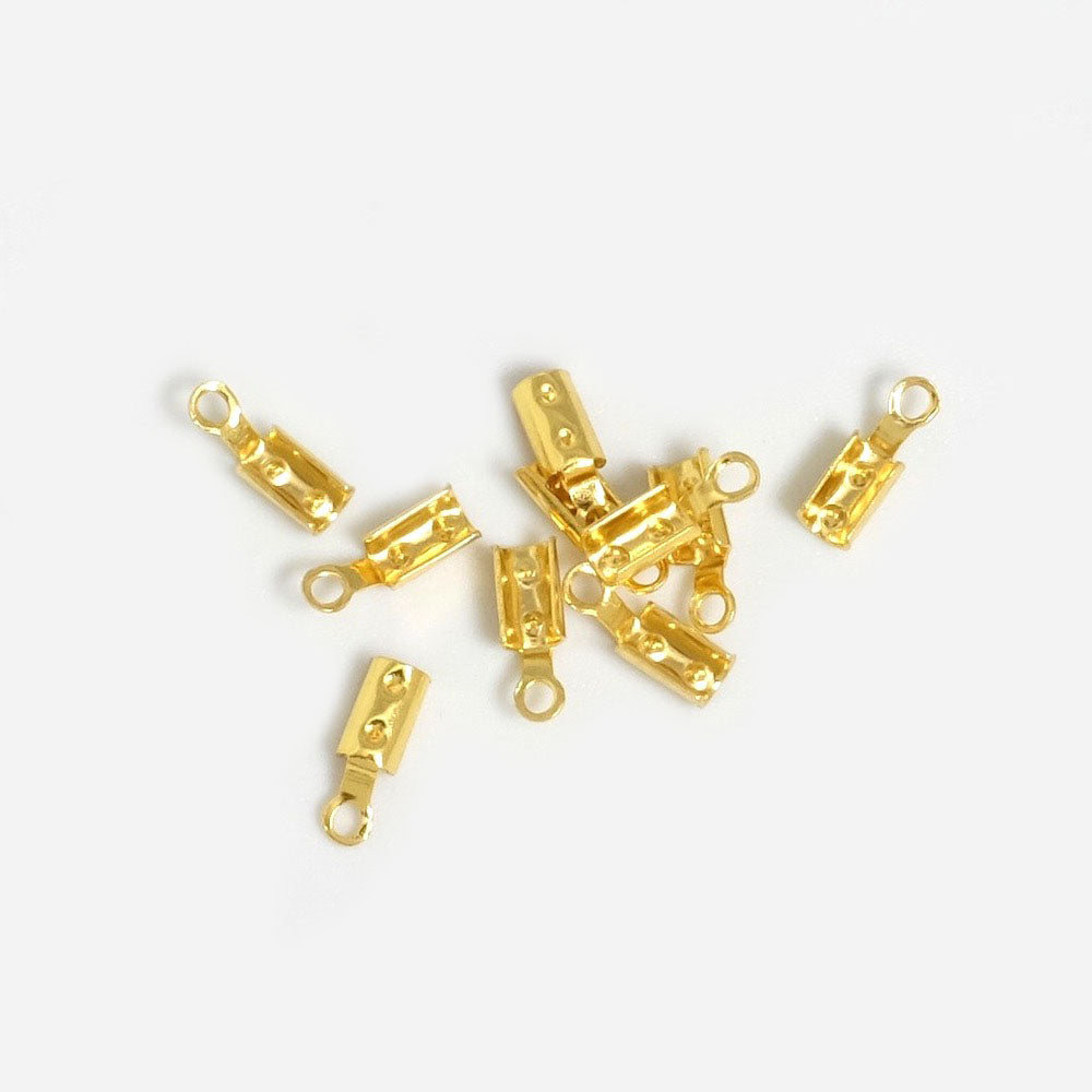 10 embouts de cordon 2mm en laiton doré à l'or fin 24K