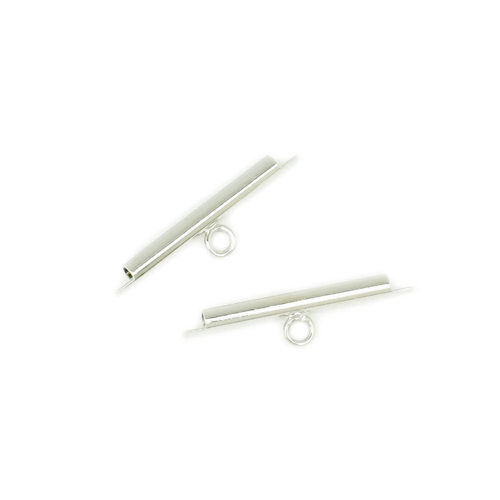 2 embouts Miyuki pour tissage de perles 20mm en métal argenté
