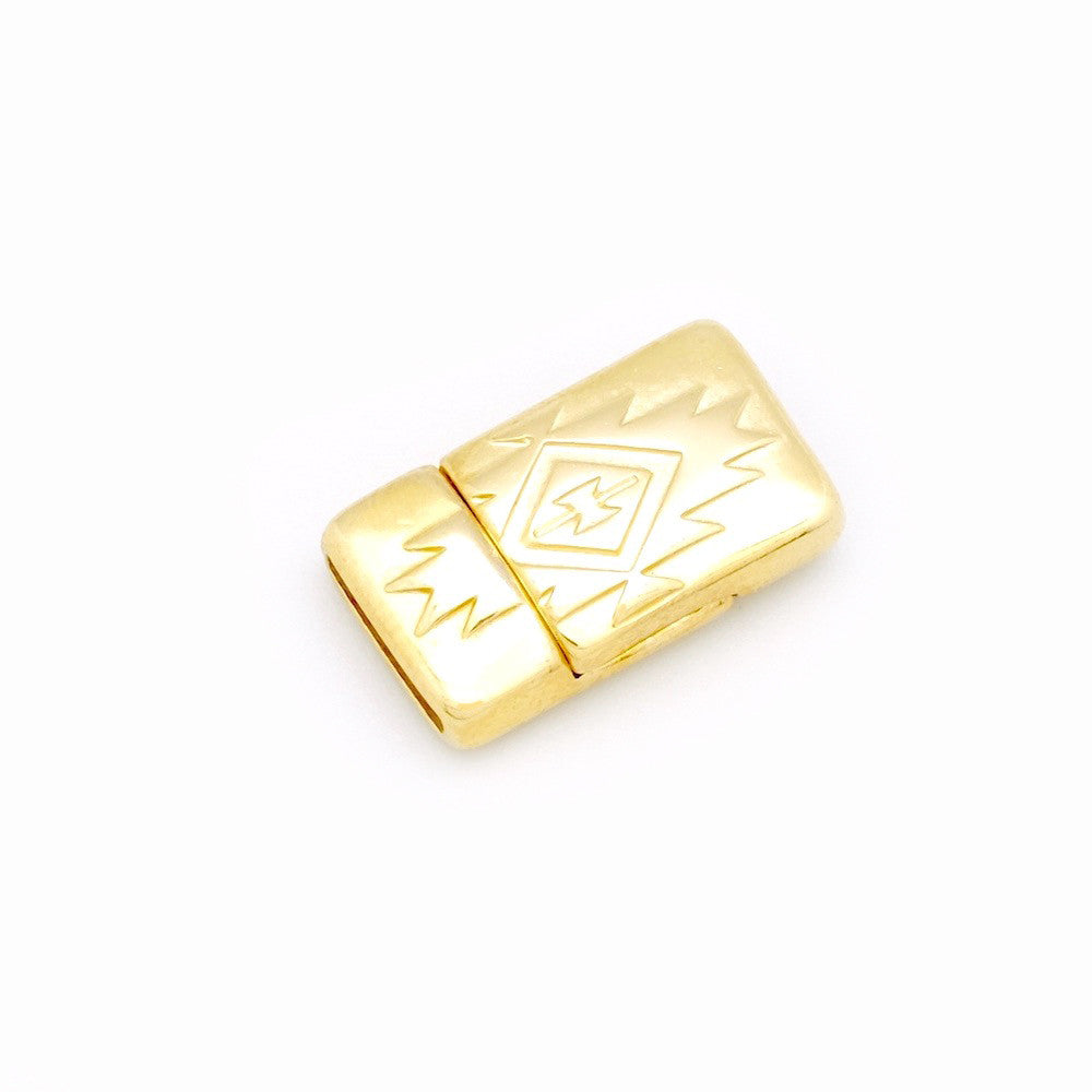 Fermoir aimanté rectangle Boho en Zamak doré pour lanière 10mm