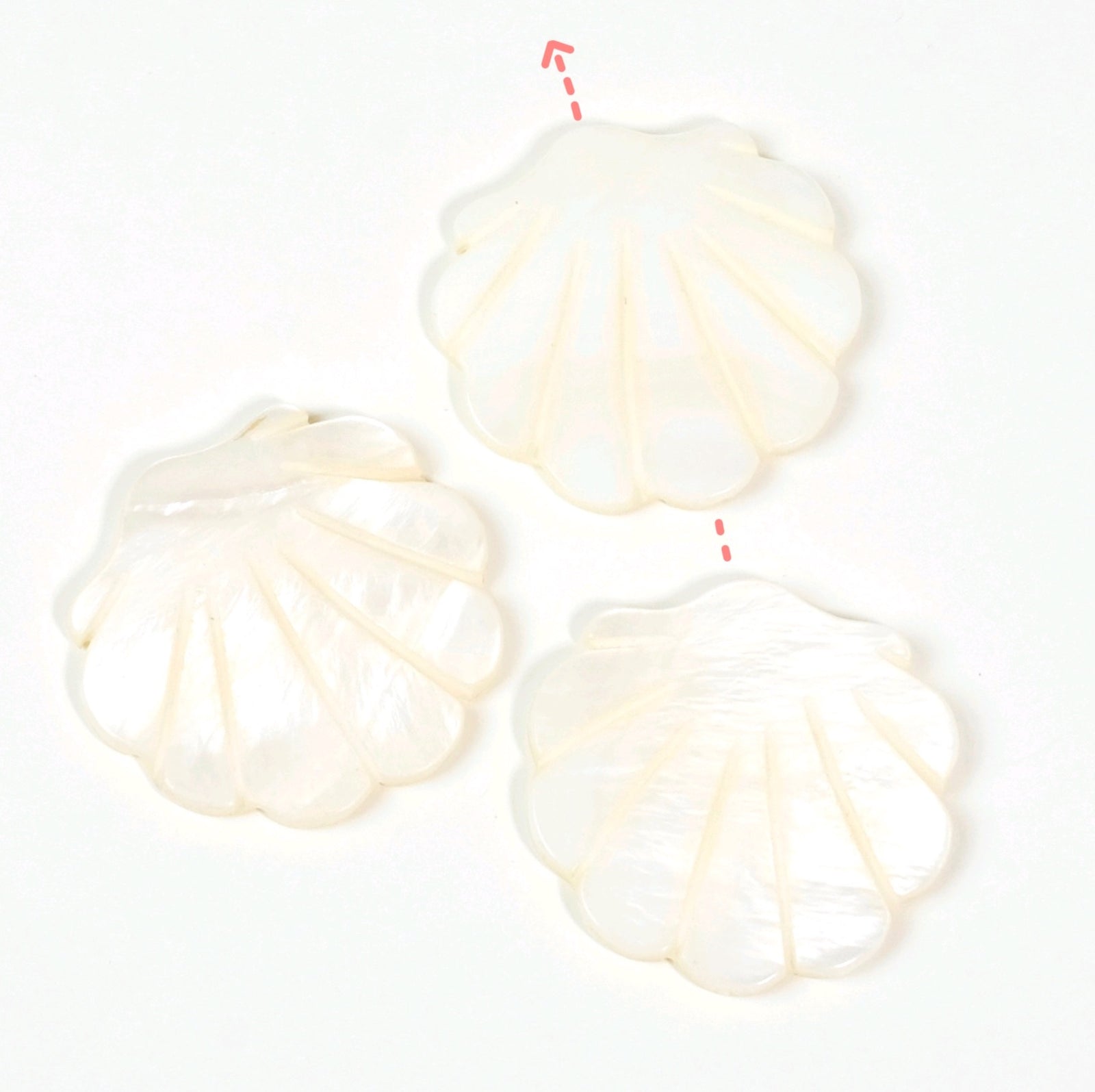 2 Perles coquillage de nacre naturelle 28mm