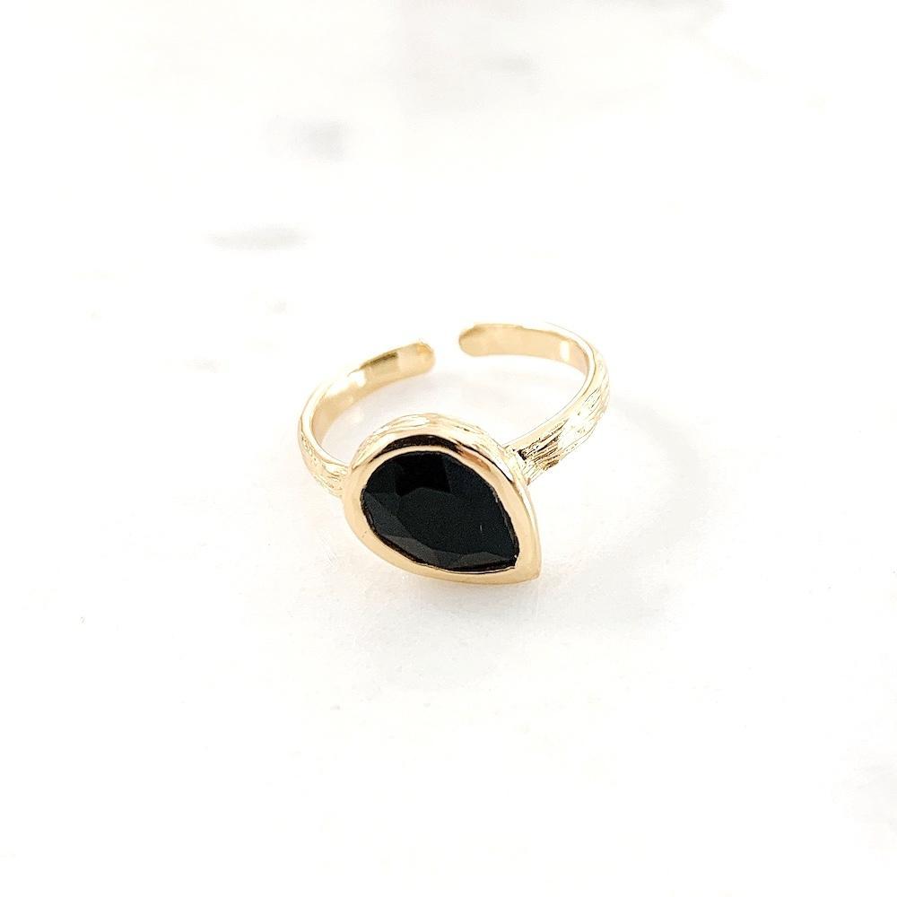 Bague Alex Onyx noire Plaqué Or - Millegrain