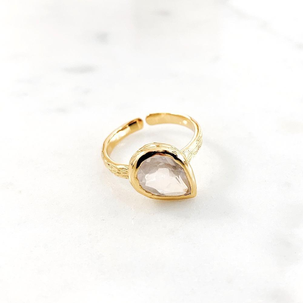 Bague Alex Quartz rose Plaqué Or - Millegrain