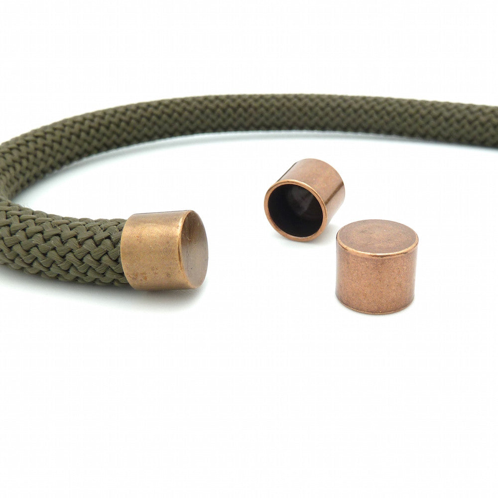Lot de 2 embouts tube pour corde 10mm en métal bronze