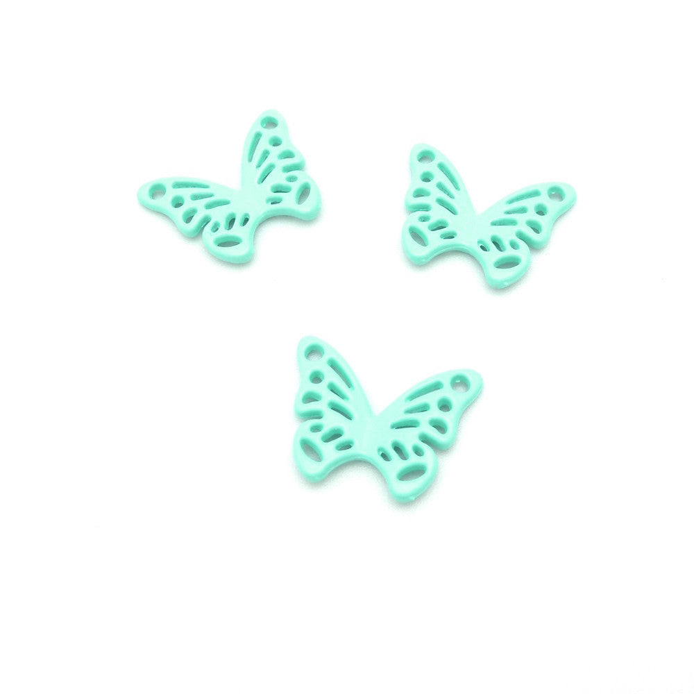 Connecteur papillon en métal teinté Green Turquoise