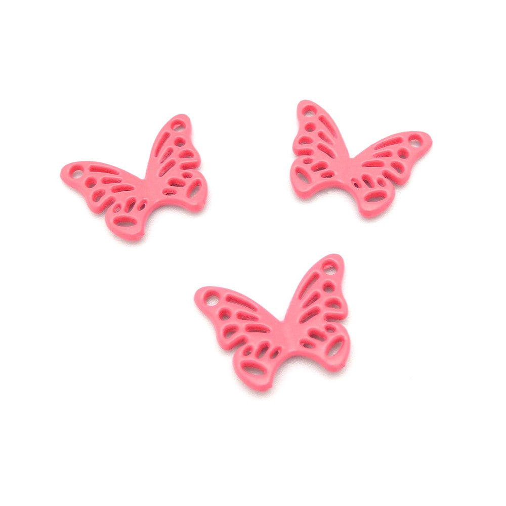 Connecteur papillon en métal teinté Corail rose intense