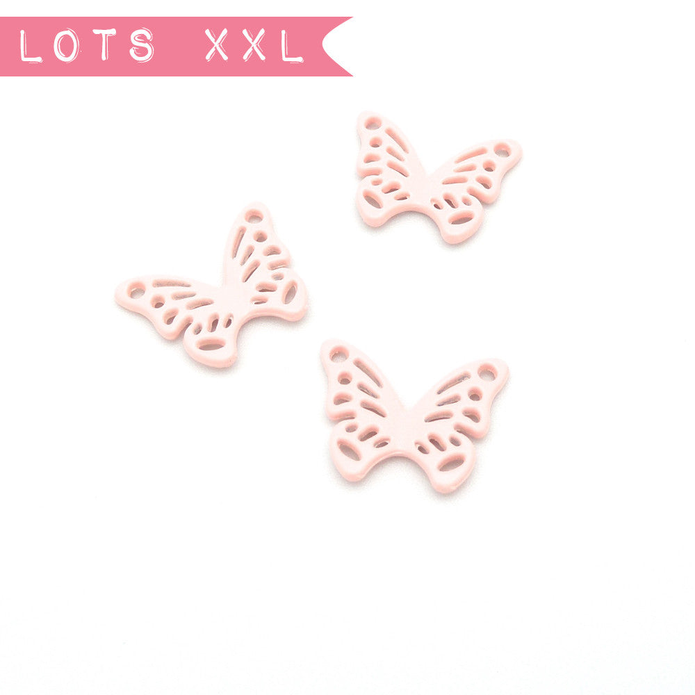 Lot de 10 Connecteurs papillon en métal teinté Pink coral
