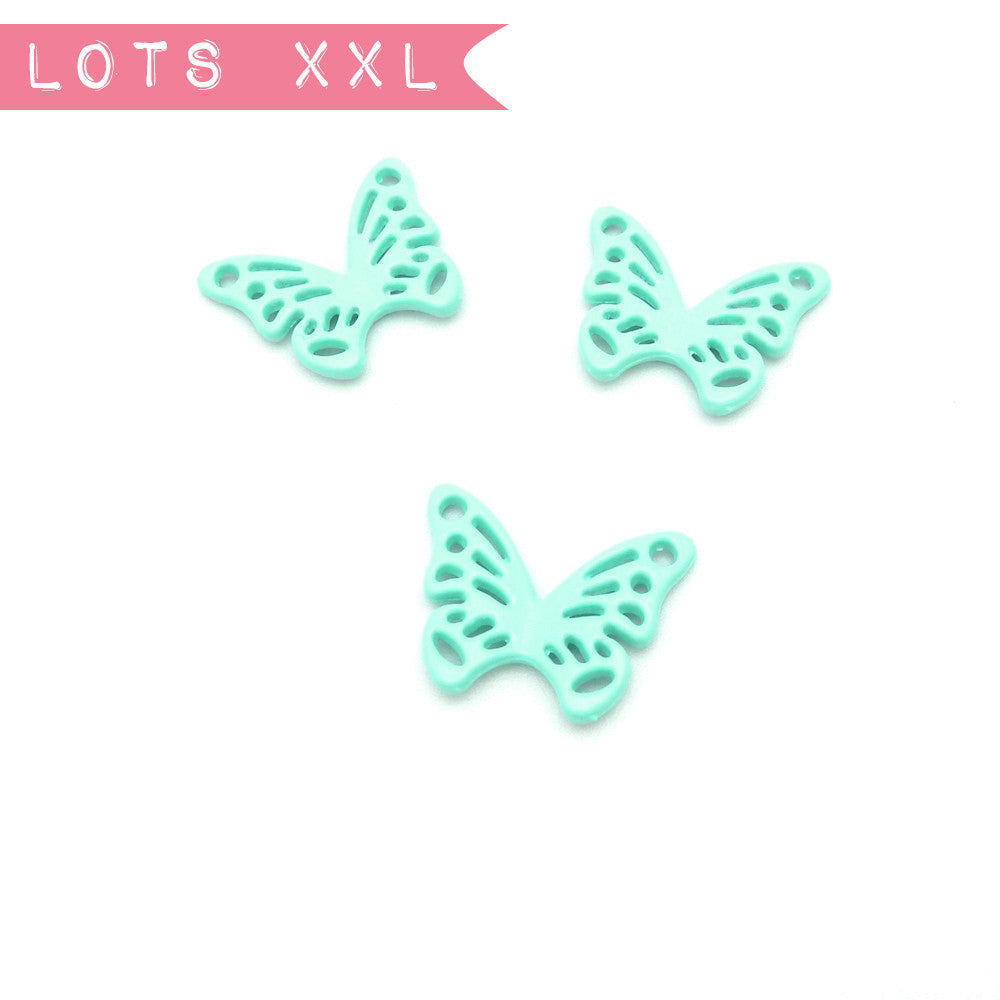 Lot de 10 Connecteurs papillon en métal teinté Green Turquoise