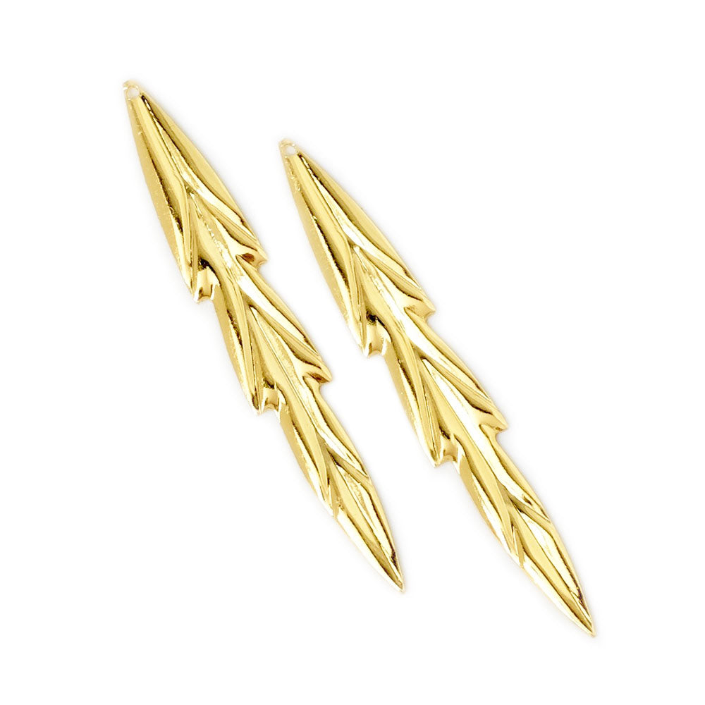 2 Pendentifs feuilles en laiton Doré à l'or fin 24K