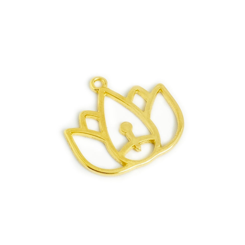 Pendentif Fleurs de Lotus en Zamak Or 24k