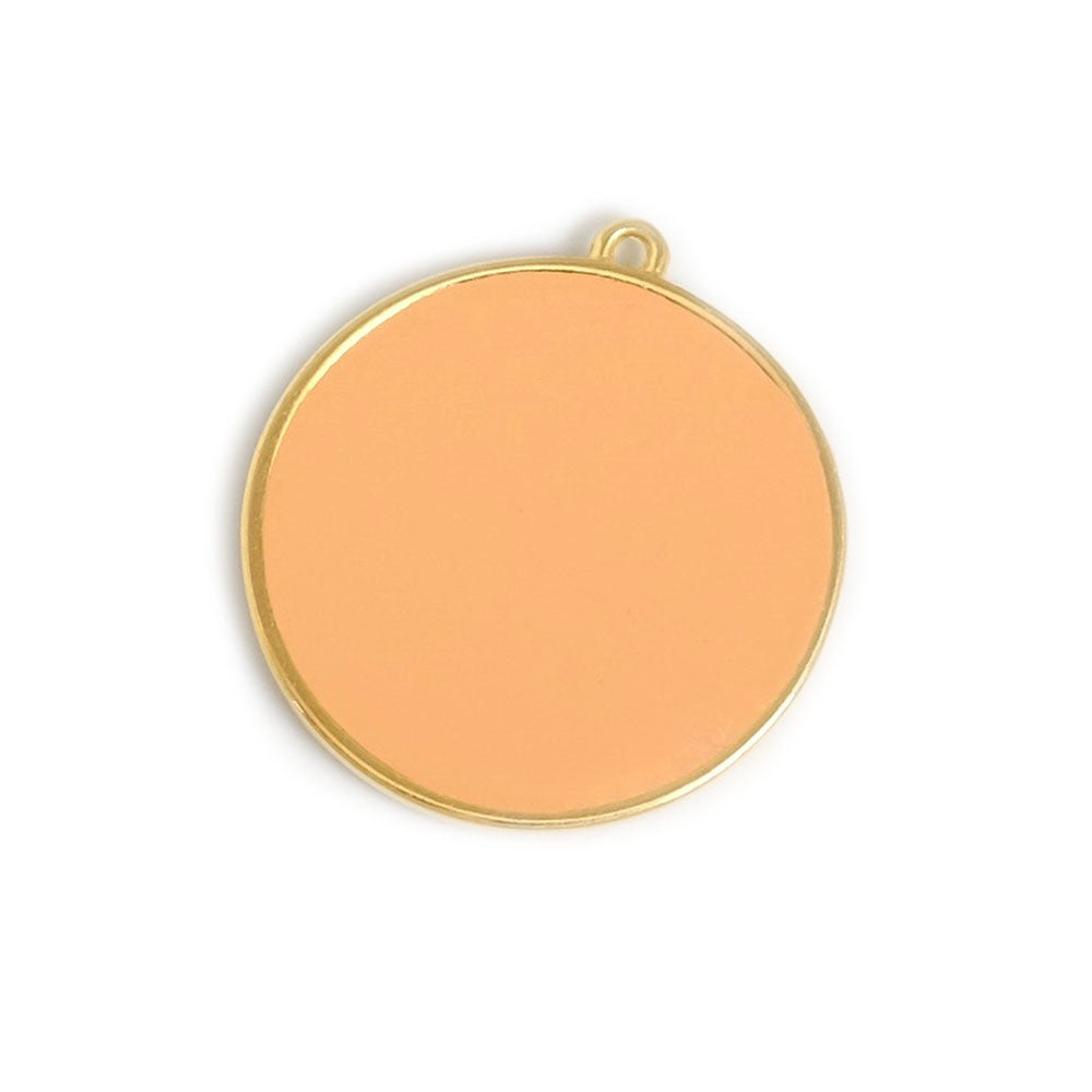 Pendentif rond 30mm émaillé Chair en Zamak doré Or 24K