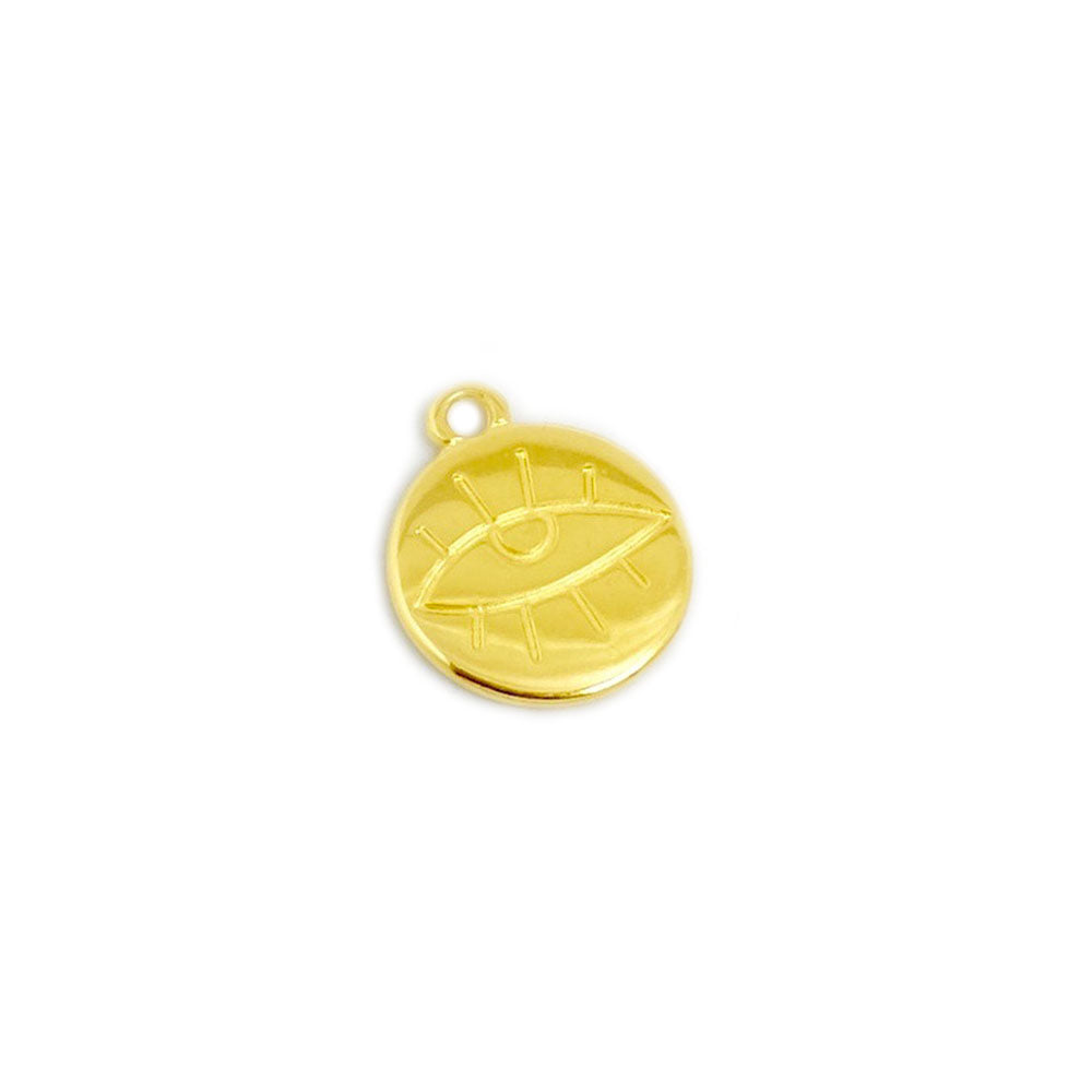 2 Pendentifs oeil en Zamak doré 24K