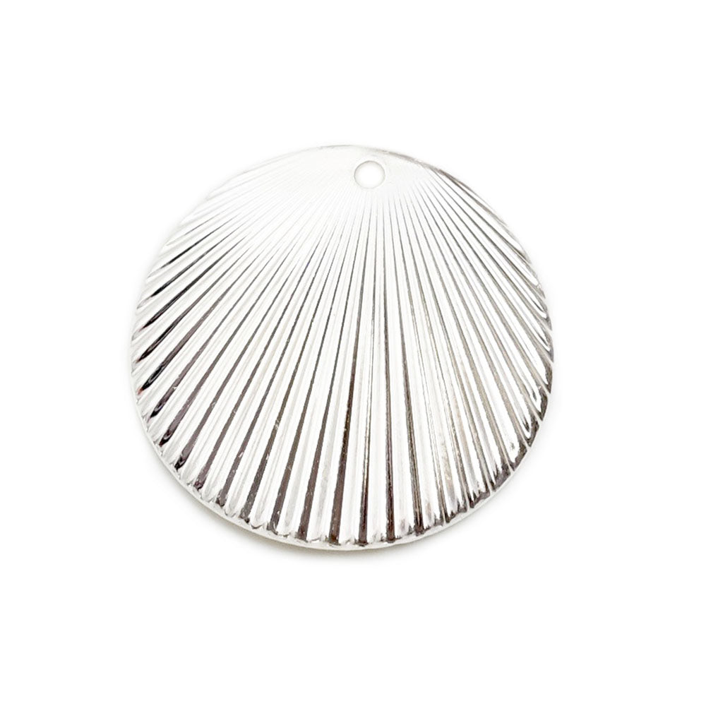 2 pendentifs ronds strié 23mm en laiton argenté 925 Premium