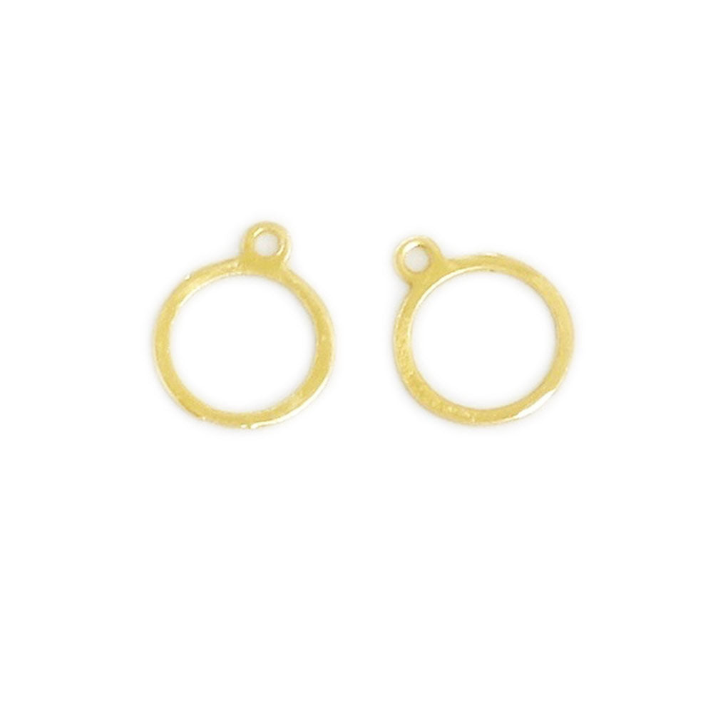 4 Pendentifs ronds évidés en laiton Doré à l'or fin 24K