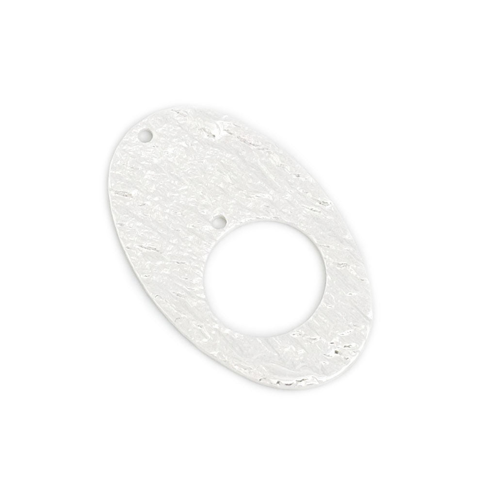 2 pendentifs ovales effet texturé en laiton argenté Premium