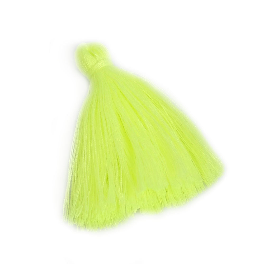 Lot de 2 Pompons XXL en coton 60mm jaune fluo