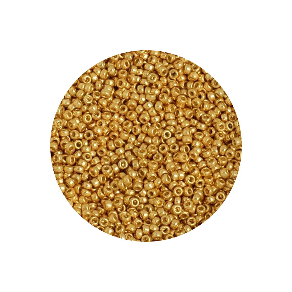 8 grammes de perles Miyuki Rocailles 15/0 Duracoat Galvanized Gold N°4202
