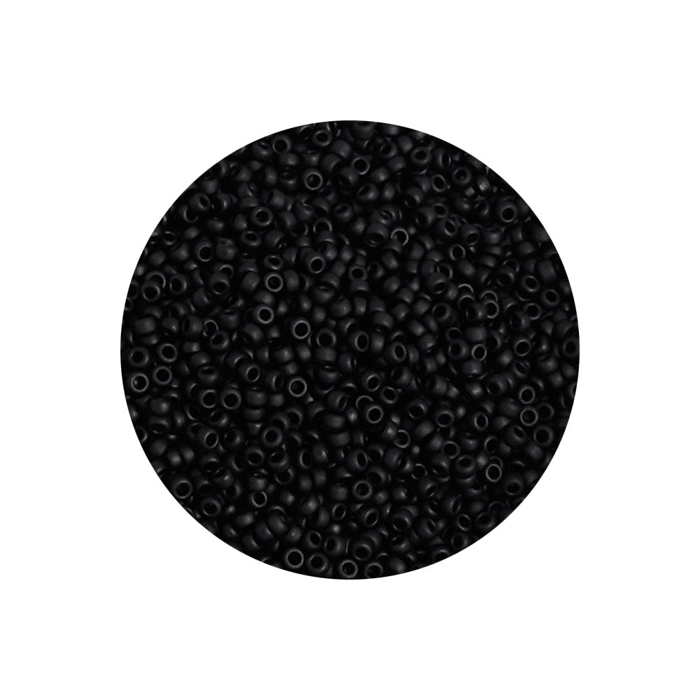 8 grammes de perles Miyuki Rocailles 15/0 Black Matted N°0401F