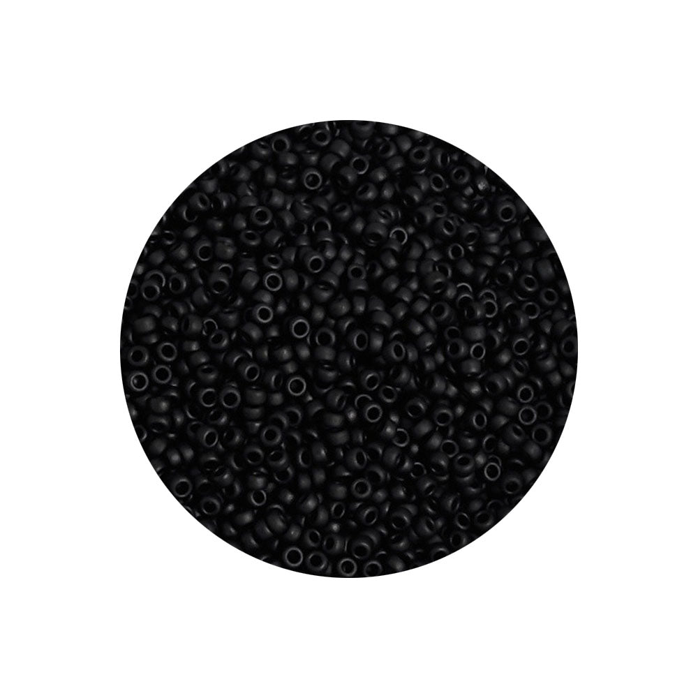 8 grammes de perles Miyuki Rocailles 15/0 Black Matted N°0401F