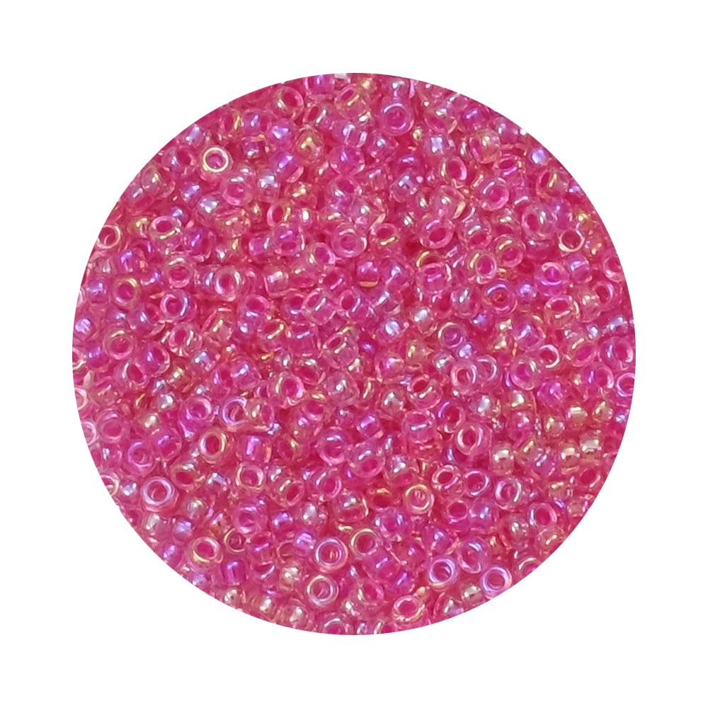 8 grammes de perles Miyuki Rocailles 11/0 Rose transparent irisé N°355
