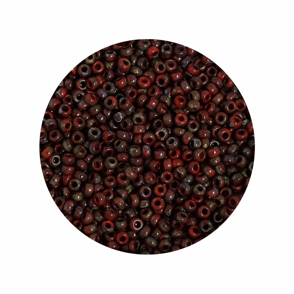 8 grammes de perles Miyuki Rocailles 11/0 Opaque Picasso Red N°4513