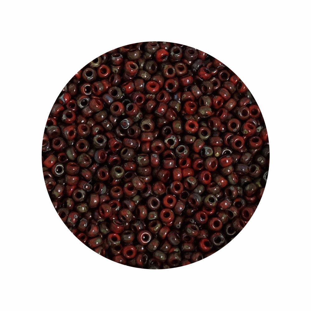 8 grammes de perles Miyuki Rocailles 11/0 Opaque Picasso Red N°4513