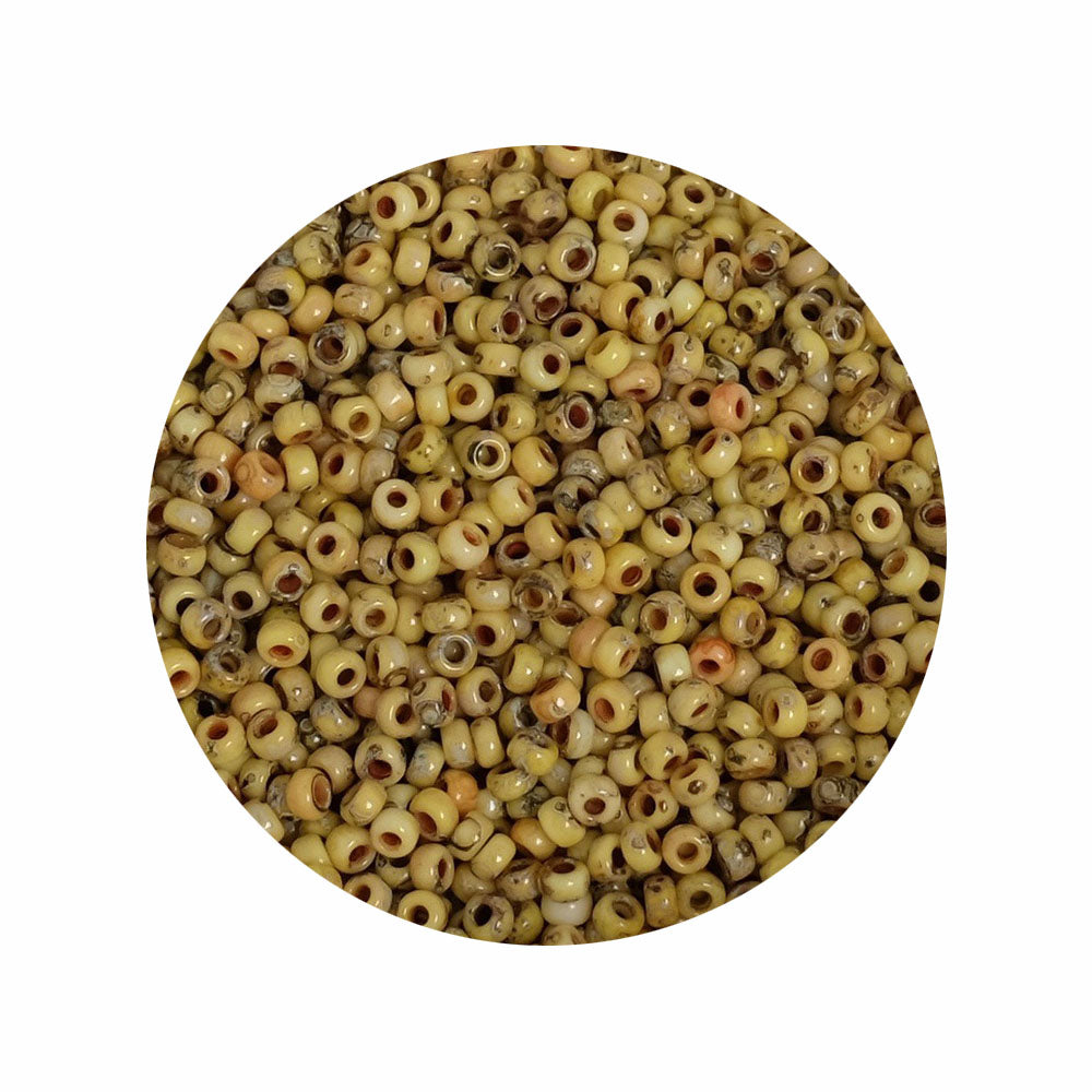8 grammes de perles Miyuki Rocailles 11/0 Opaque Picasso Yellow N°4512