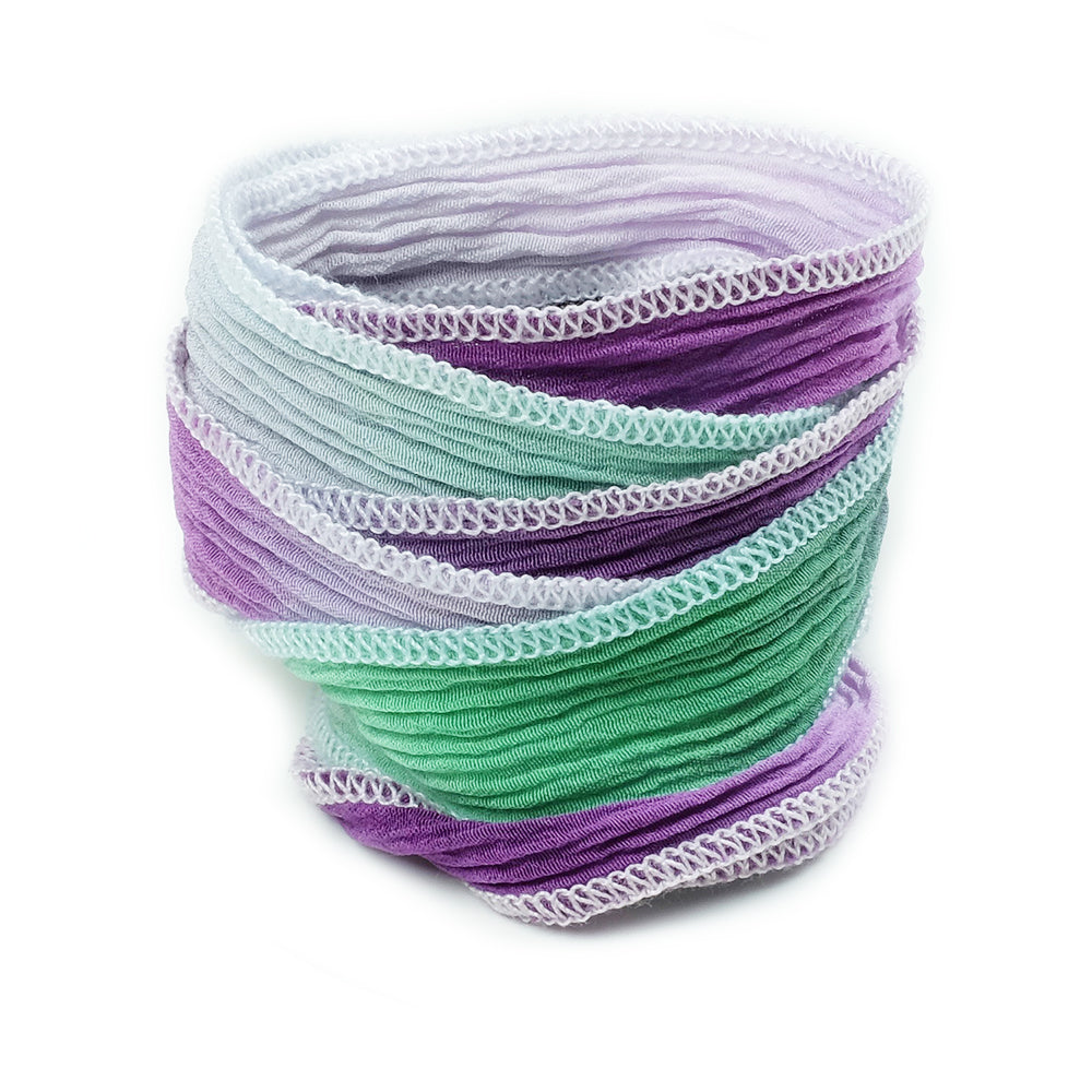 Ruban de soie teint à la main N°50 Violet vert