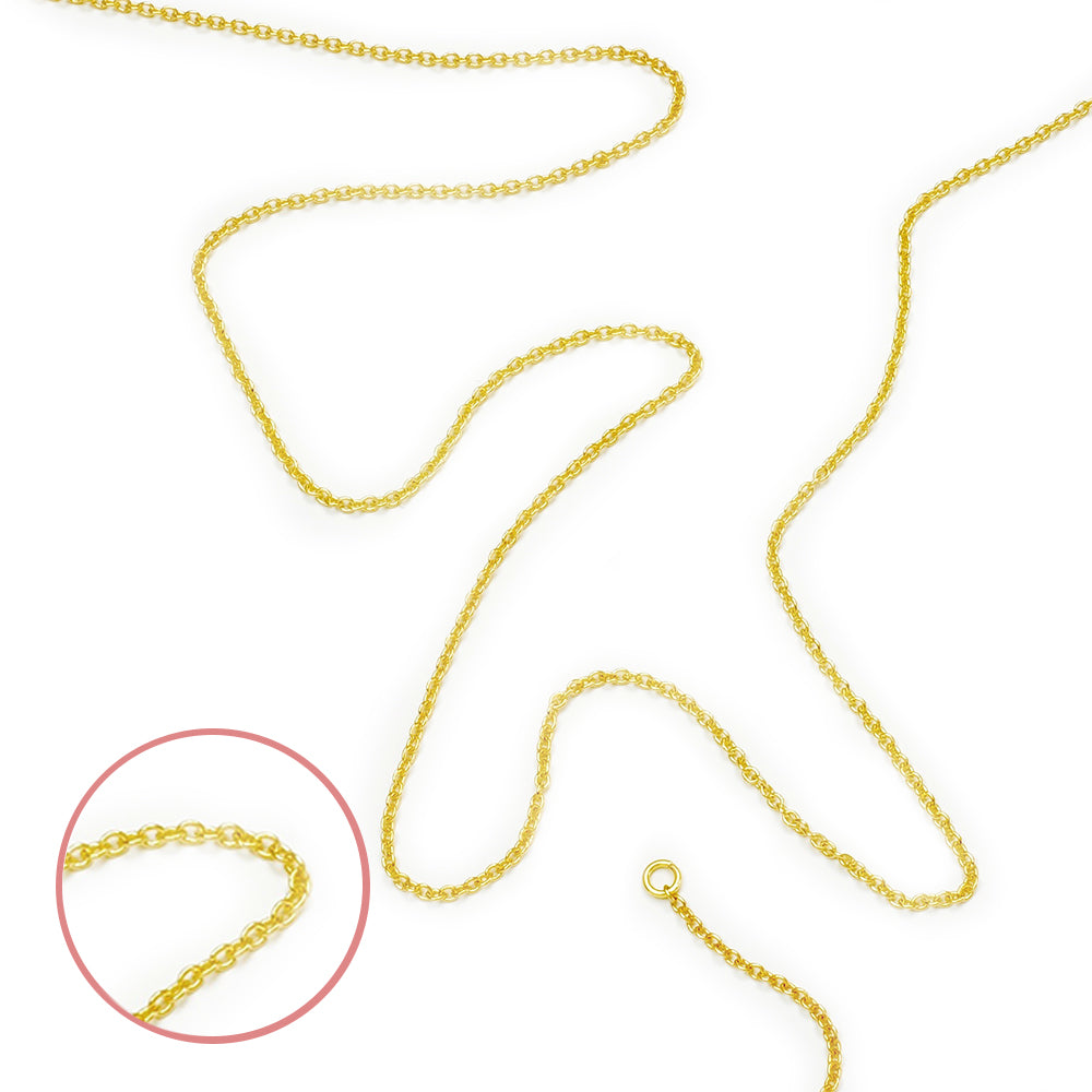 50cm de très fine chaine mailles rondes soudées en laiton doré à l'or fin 24K