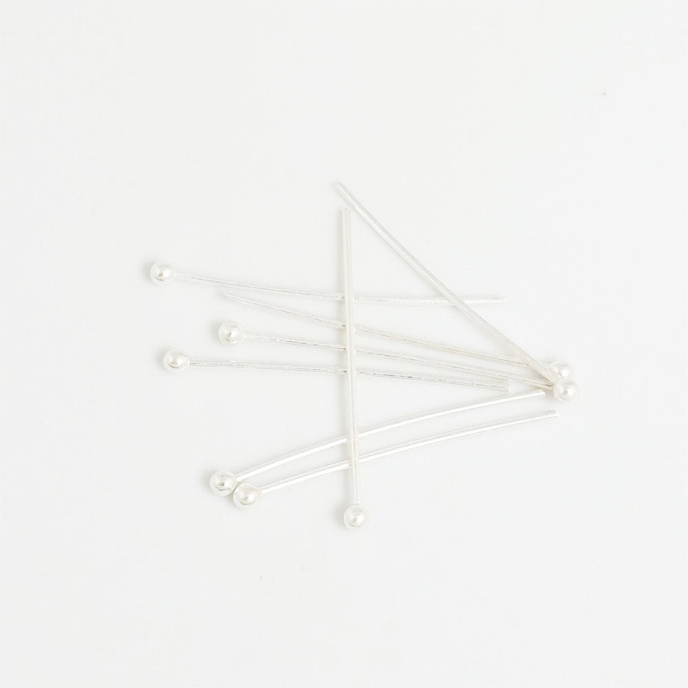 30 Clous tête boule 25mm en laiton argenté 925 Premium