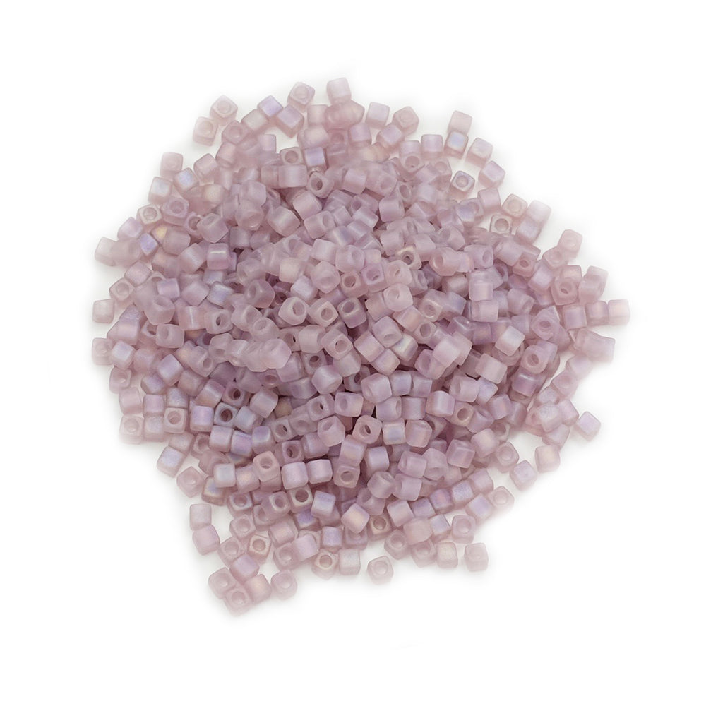 8 grammes de perles Miyuki Square Beads 1,8mm Matted Tr Amethyst AB SB0142FR