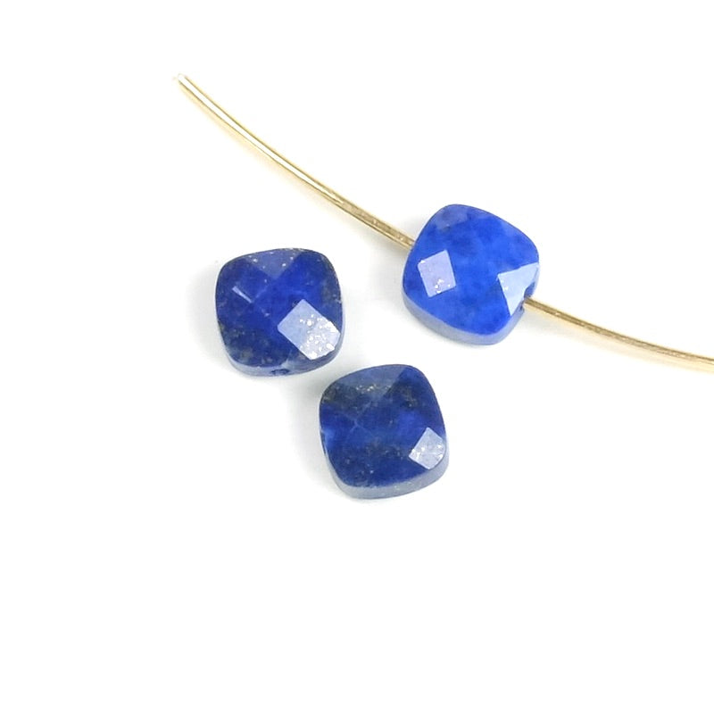 Perle naturelle carrée 6mm taille coussin en Lapis Lazuli