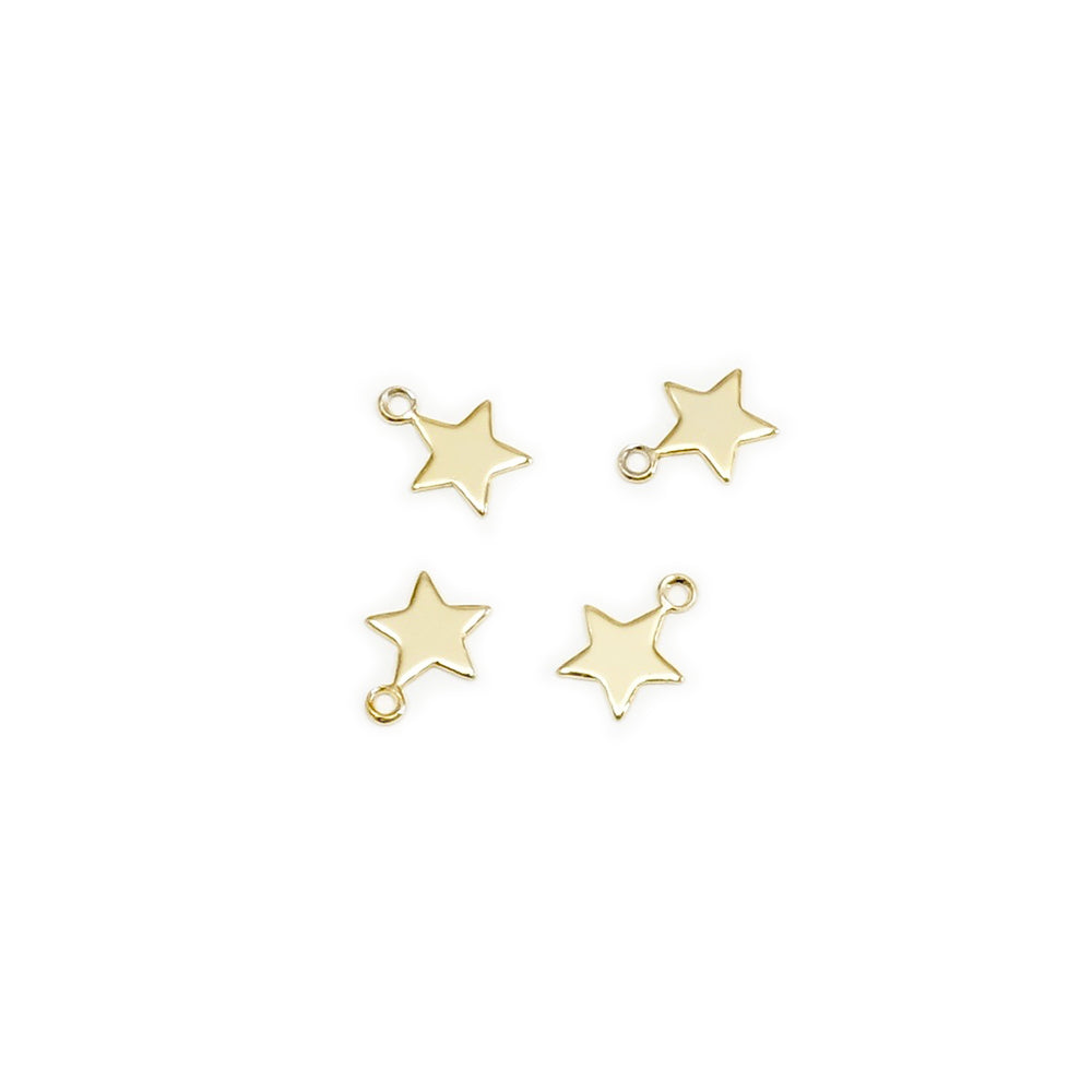 4 pendentifs petites étoiles en laiton doré 24K