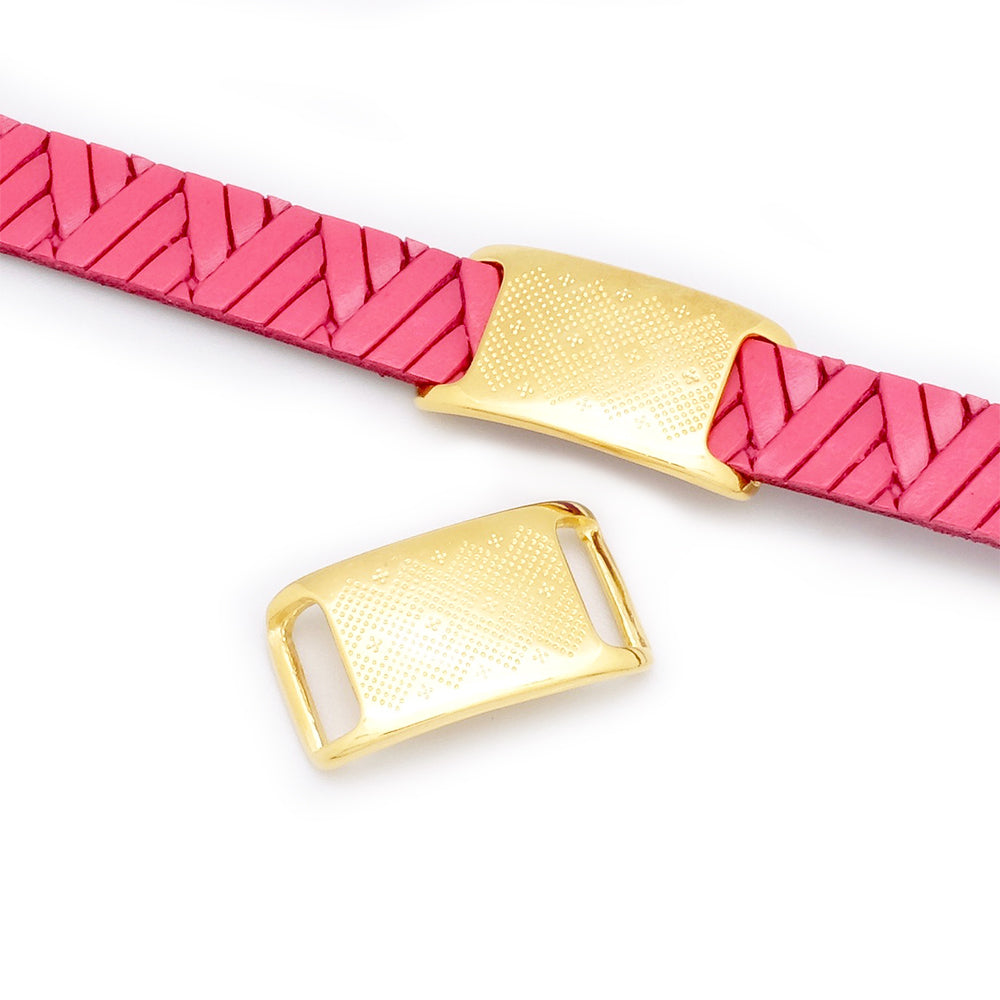 Passant retangle Boho en Zamak doré 24K pour cuir 10mm