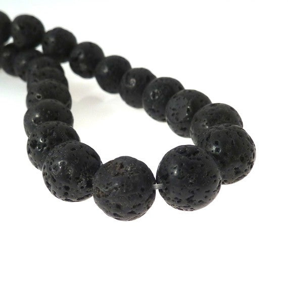 10 perles de Lave de roche 10mm noir