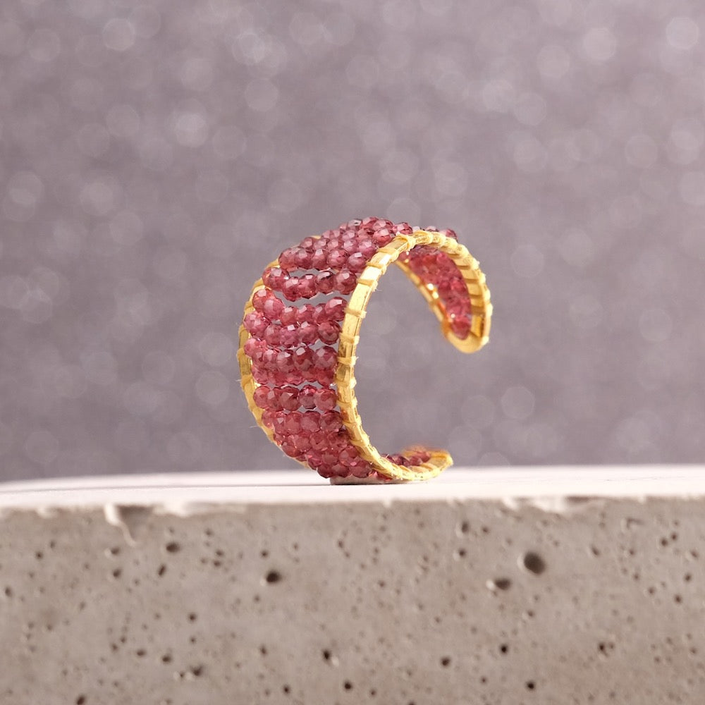 Woven ring in natural stones