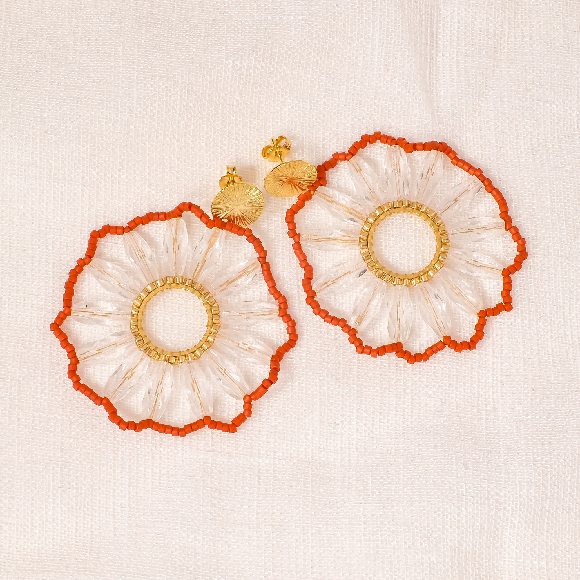 Miyuki pearl flower earrings
